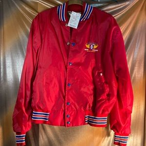 Vintage 80’s Union steward red jacket size L 52” chest.‎ Baseball style. B